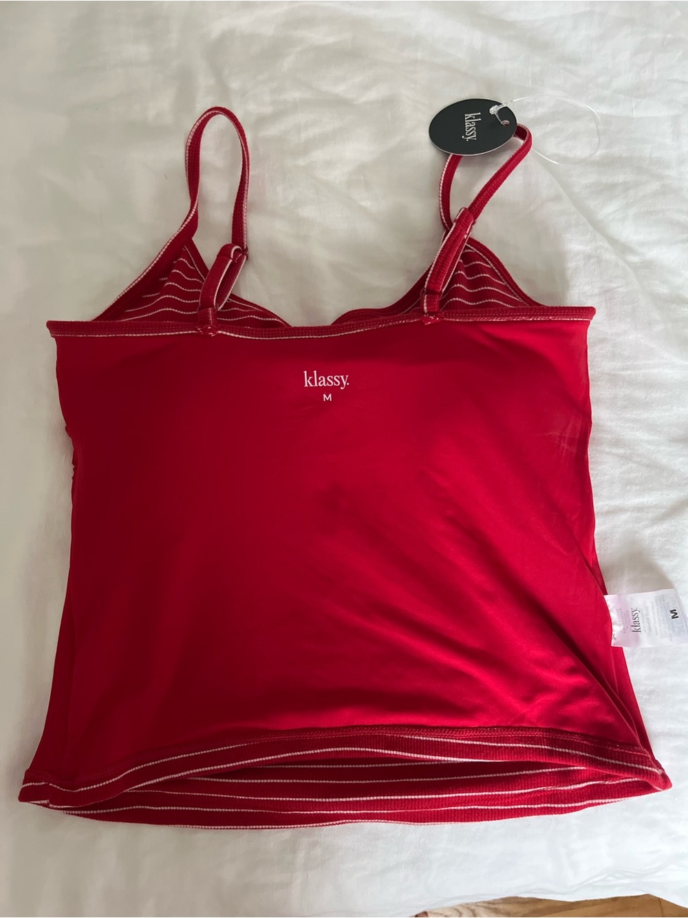 Klassy Ribbed Brami Tank - Red & White Stripes - Picture 9 of 9